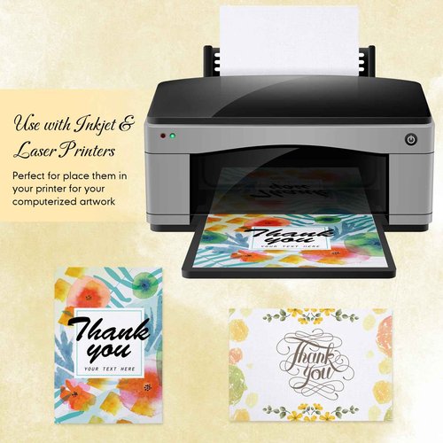 Geosar 500 Sheet Linen Cardstock Invitation Cardstock Heavyweight Printer Paper 92lb 250gsm Index Cards for Printer Cover Postcards Blank Flash Note Greeting (White)