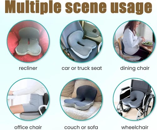 Reenly Back and Seat Cushion, 2025 Upgraded Sooth+Ergonomic Memory Foam L Shaped Car Seat Cushion, Fits The Waist Curve Used to Relieve Tailbone Discomfort While Driving (Grey-Black2.0)