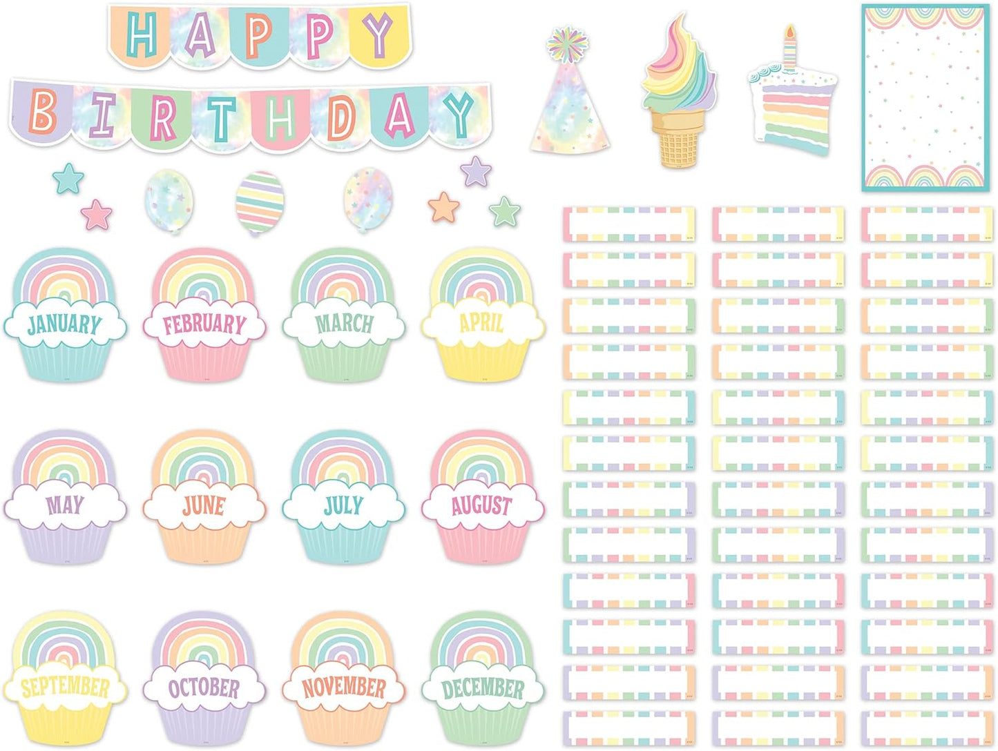Teacher Created Resources Mini Bulletin Board - Pastel Pop Happy Birthday Theme | Perfect for Classrooms