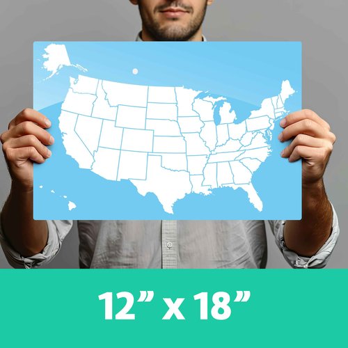 Flipside Products 12" x 18" Two Sided Dry Erase US Map Board, United States Blank Map, Practice Labeling, Home, School, Office, Pack of 12