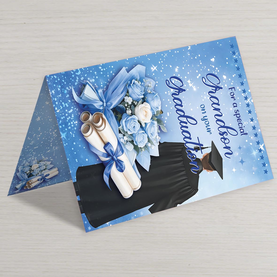 ATTLVV Grandson Graduation Card, Graduation Gift for Grandson, Congratulations Card with Printed Message Inside, with Luxury Envelope and Gold Seal Sticker