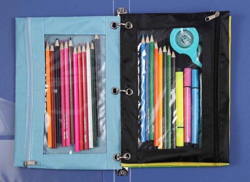 Wodison 24 Packs 3 Ring Binder Pen Pencil Case Pouch Bulk Set Stationery Bag for School Class Office Purple