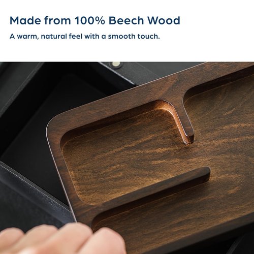mordeco Revov Tray Box, EDC Valet Tray Box with Authentic Wood Magnetic Rotating Lid, Office Table, EDC Gear Organizer, Home Office, Desk Accessories (Black)
