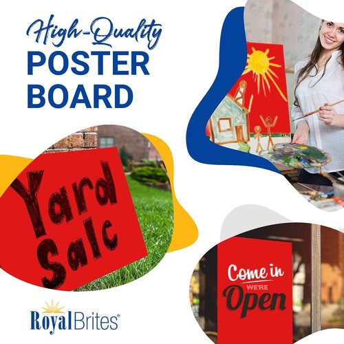 Red Poster Board, Premium 2-Sided 22x28 Poster Board for School Projects, Arts & Crafts, Water & Fade Resistant Posterboard for Signs & Presentations, 40 Count