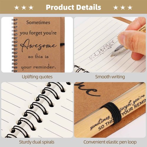 Tideme 50 Sets Inspirational Gifts Bulk, Including Mini Spiral Inspiration Notebook, Retractable Bamboo Pens, and Organza Bags, Encouragement Gifts for Nurse Medical Assistant Coworkers