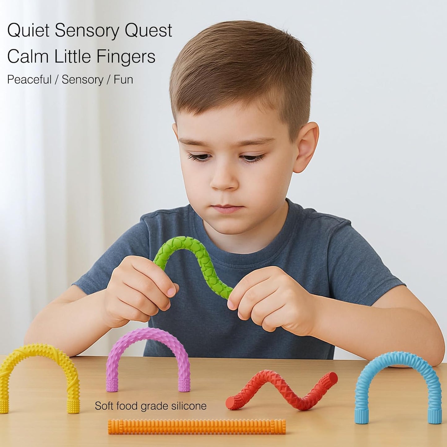 Skiennix Fidget Sensory Sticks - 6PCS Textured Stress Relief Toys for Kids & Teens | Travel Essentials