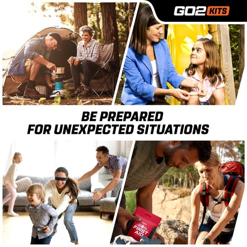 Go2Kits 54-Piece First Aid Kit, Basic Plus Emergency First Aid Kit for Home, Work & Travel, Red, 100-Pack (RX350MAX)