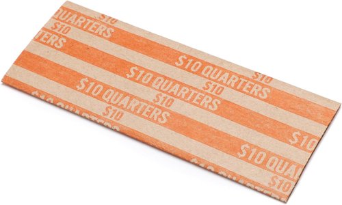 Huron Flat Coin Wrapper - Quarter Rolls $10 Orange | Pack of 250 Durable Wrappers