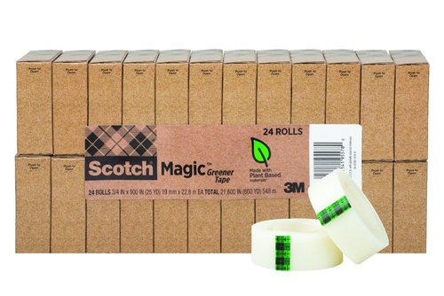 Scotch Magic Greener Tape - Invisible Repair Tape for Paper | 0.75" x 900" | 24 Rolls
