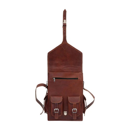 Shy Shy Let’s Touch The Sky Brown Vintage Leather Backpack Laptop Messenger Bag Rucksack Sling for Men and Women (13"X18")
