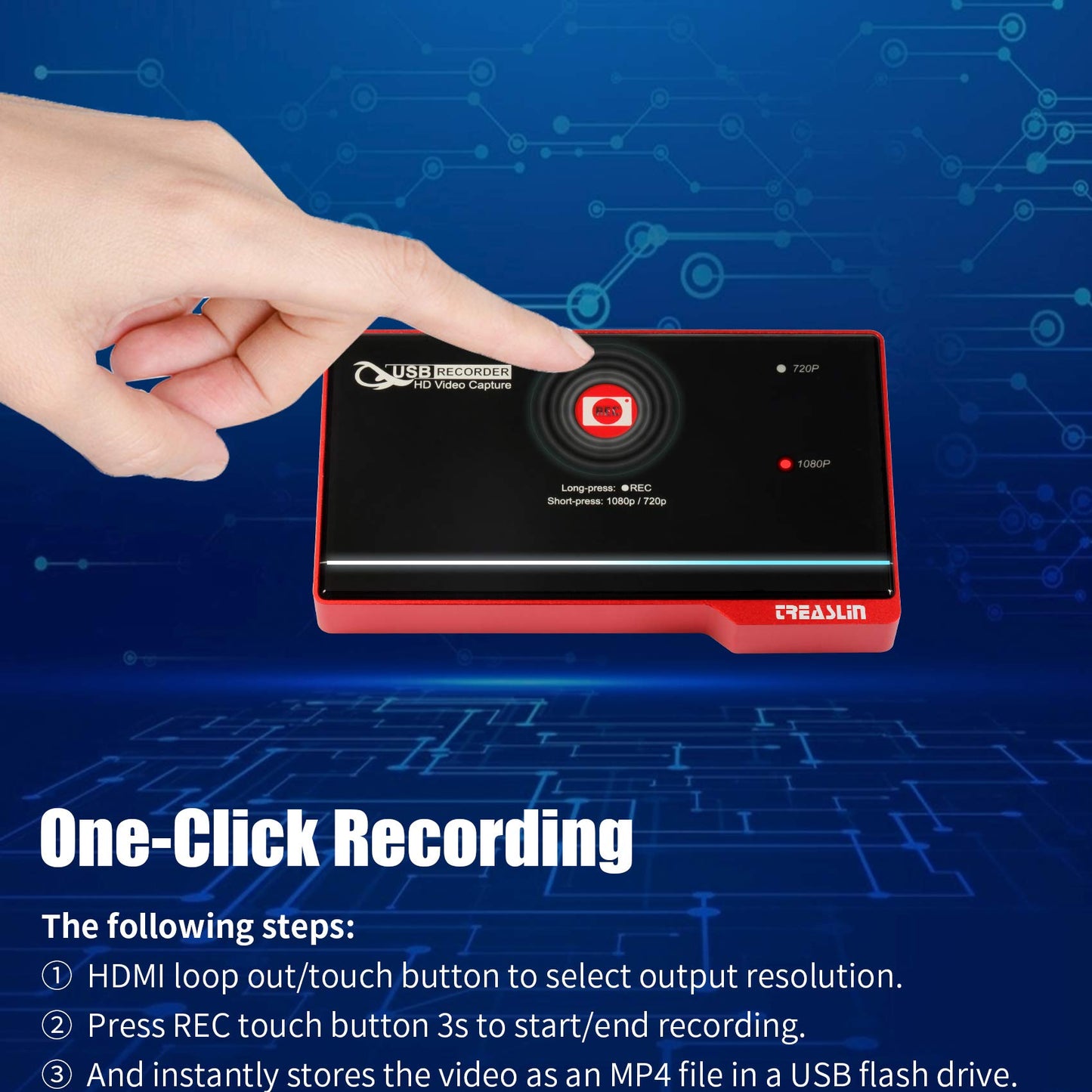 TreasLin Screen Capture Recorder, No PC Required 1080P HDMI Recorder,One-Click Recording, Screen Recorder Compatible with TV Box Xbox One PS4 Wii U Switch School lectures,No PC Required…