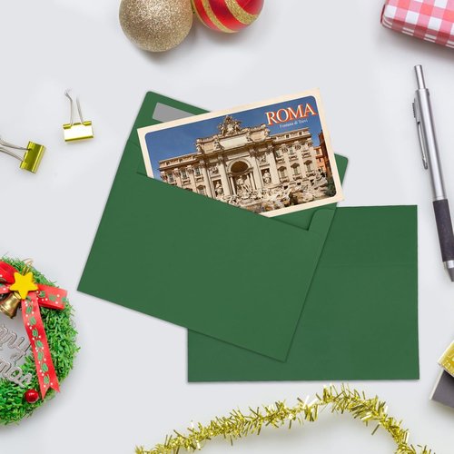 Skiennix A7 Green Envelopes - 50 Pack Self-Seal 5x7 Inch for Weddings, Invitations & Photos