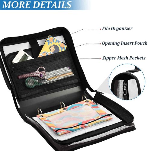 KEEPREAL Motocross Rider Zipper Binder for School with Shoulder Strap & Extra Pockets - 1.5 Inch 3-Ring Binder Holds 500+ Sheets, Textbooks, Laptop