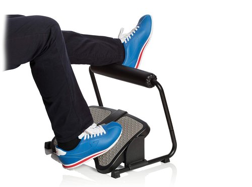 SUN-FLEX Ergonomic Height Adjustable Office Footrest Under Desk at Work for Sitting and Standing,Intuitive Foot Stool and Leg Rest for Standing Desk (Black)