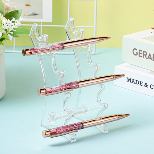 Marspark 10 Pcs Plastic Pen Holder Stand 6 Slots Pen Display Stand Eyebrow Pen Stand Make up Brush Holder Horizontal Pen Display Brush Rack Organizer for Home Office Use (Clear)