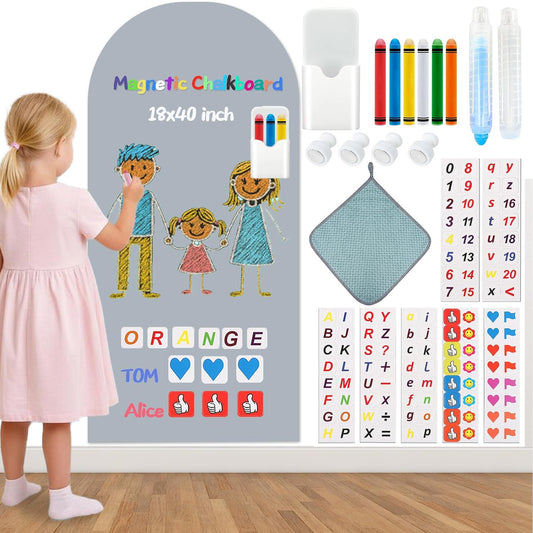 Skiennix Magnetic Arch Wall Decal - Upgraded Thickened Chalkboard for Kids' Rooms | Grey, 18" W x 40" H