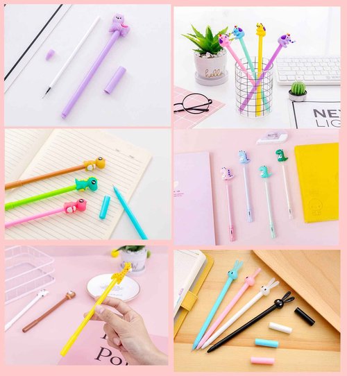 YYaaloa 140pcs Cute Cartoon Novelty Gel Ink Pens Cartoon Animal Writing Pens 0.5 mm Black Ink Assorted Styles Fun Kawaii Pens Bulk for Kids Office School Supplies (140 Piece Assortment, Black)