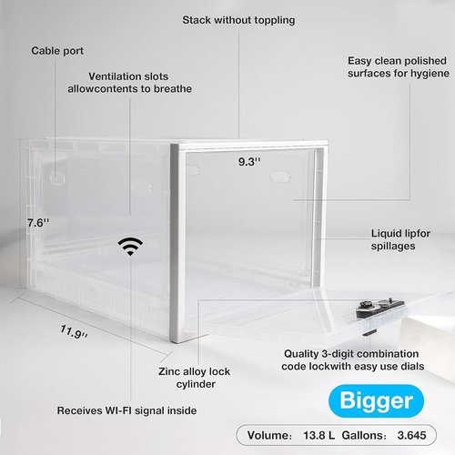 Large Medicine Lock Box for Safe Medication, Lockable Storage Box for Fridge/Snacks Food, Phone Lock Boxes with Combination Code for Home/Dorms/Office Storage Lockers