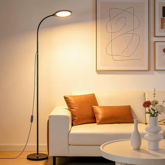 Skiennix Modern Black Floor Lamp - 62.6” Adjustable Gooseneck LED Lamp with Dimmer & Color Temperature for Living Room, Bedroom, Office