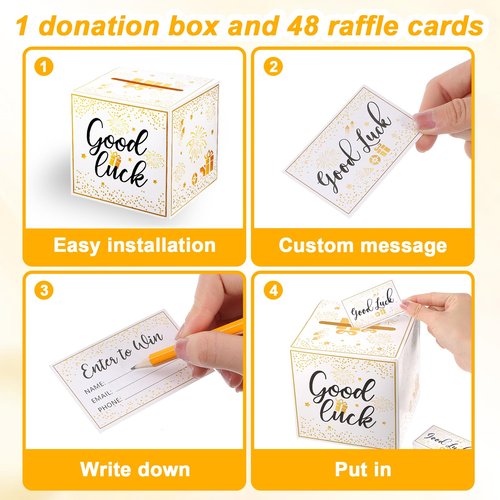 Suggestion Box With Slot With 48 Pcs Raffle Tickets Cards Cardboard Raffle Ballot Box With Slot Donation Boxes For Fundraising Collecting Business Card Voting Contest Raffles