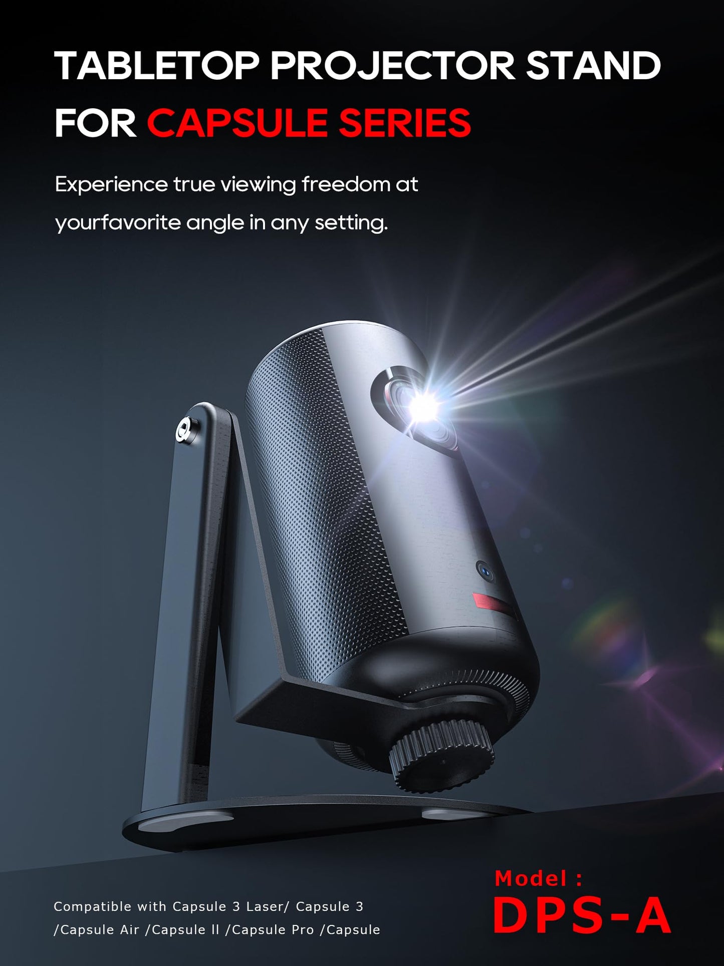 Haweah Projector Stand for Nebula Capsule Series & XGIMI Halo+(New) Works with Capsule 3/Air/Pro, Mini Projectors | Ceiling & Wall Projection, Height Adjustable, 360° Rotation | 1/4-Inch Screw(A-Black)