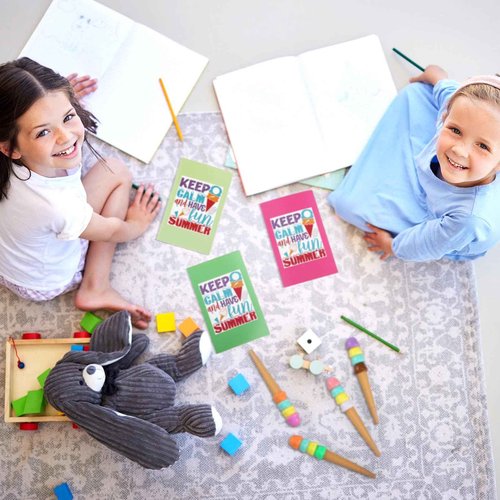 Sayglossy 48 Pcs End of Year Student Gift from Teacher Include 24 Colorful Notebook 24 Pcs Ice Cream Pen Graduation Gift End of Term Summer Birthday Ice Cream Party Favors for Kids Office School