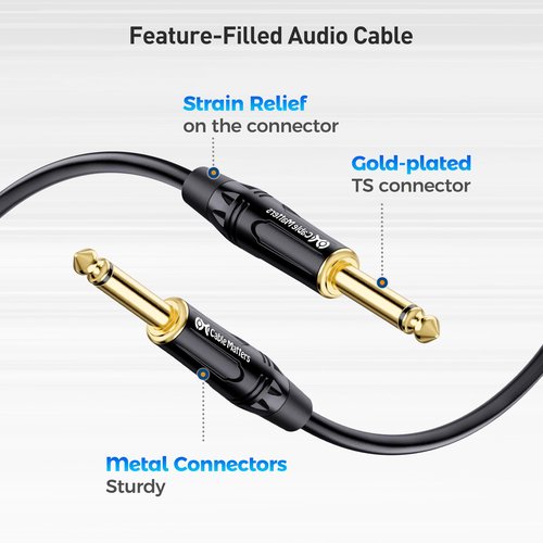 Cable Matters 2-Pack 1/4 Inch TS to TS Electric Guitar Cable - 6ft, Guitar Amp Cord, Instrument Cable for ElectricGuitar, Mandolin, Bass AMP, Keyboard, Mixer, Equalizer