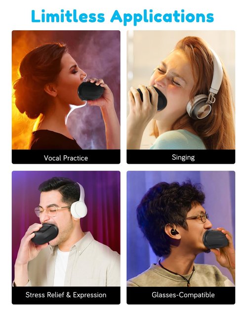 Vocal Dampener for Singers, Actors, Performers, Stress Relief, Food-Grade Silicone - Safe & Odorless, Portable Warm-Up Room for Singing Practice, Soundproof Voice Dampener