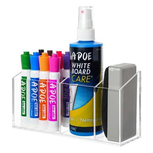Banafich Strong Magnetic Pen Holder for Refrigerator, Whiteboard Dry Erase Marker Holder for Fridge, Magnet Acrylic Pen Holder with 3 Compartments, Magnetic Cup for School, Classroom, Locker Organizer