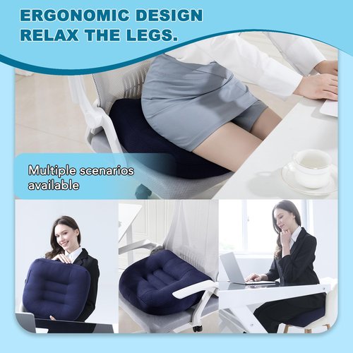 DYMGFZD Office Chair Cushions for Back and Butt, Ergonomic Chair/Seat Cushion for Long Sitting, Sitting Pillow for Automobile, Wheelchair, Computer, Office Chair Hip Support (Blue)
