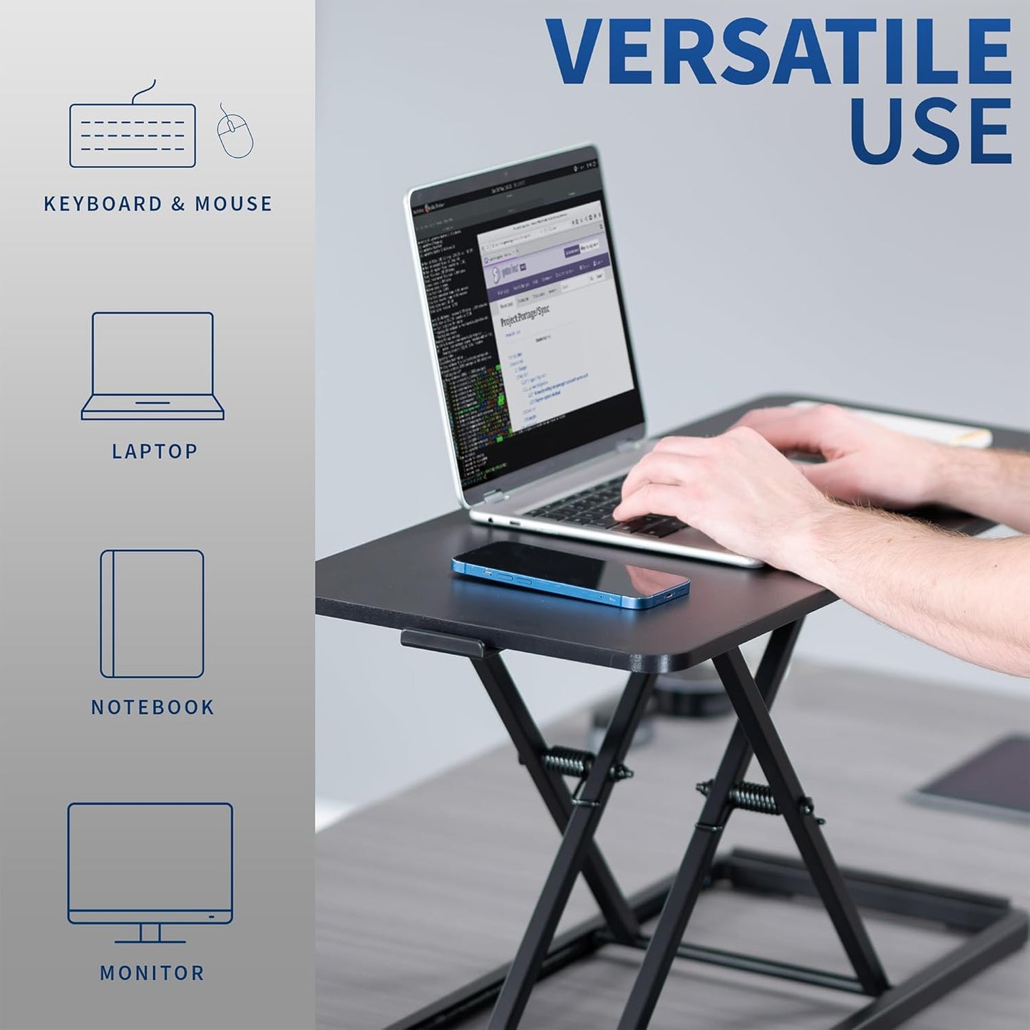 VIVO Height Adjustable Keyboard and Mouse Riser - Ergonomic 30-Inch Scissors Lift Desk | Black, DESK-V030A