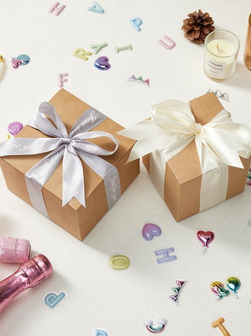 Eupako Gift Boxes - 25 Pack Brown Kraft Paper Boxes with Lids | 4x4x4 for Weddings & Parties