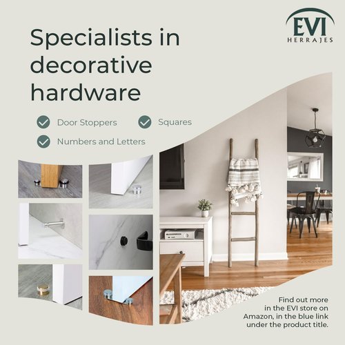 EVI Herrajes | Door Stop for Wall Placement | Adjustable Length: 88-125 mm | Stainless Steel | White Silicone Rubber | Shock Absorber | I-182BCB