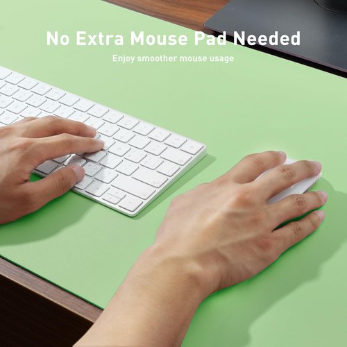 Aothia Faux Leather Desk Mat - Non-Slip Waterproof Writing Surface | Large Foam Green Desk Pad (55" x 24")