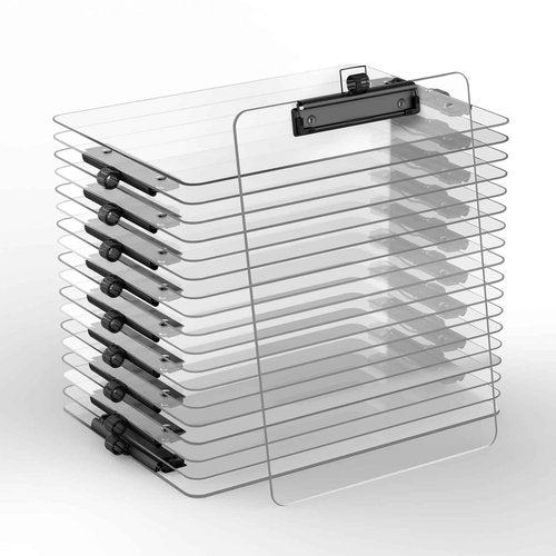 Juvealoe Clear Clipboard with Pen Holder, 8.5 x 11 Plastic Clip Boards with Black Low Profile Clip, Letter Size for Classroom, Teacher, Students, School, Office Supply(Pack of 20)