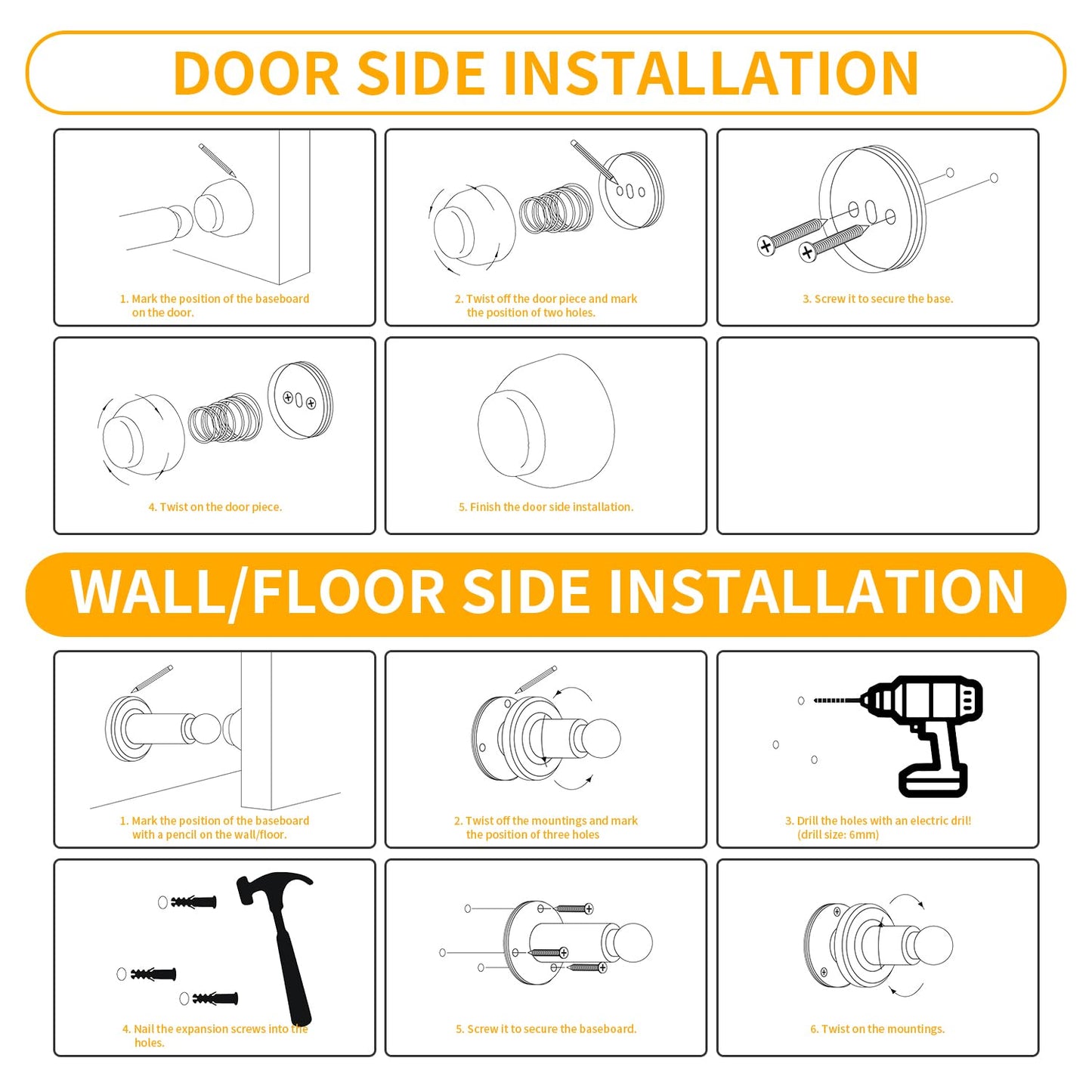 TOPTAKE Door Stoppers – Heavy Duty Magnetic Door Stopper for Wall & Bottom of Door – Premium Adjustable Door Stop with Heavy-Duty Windproof Design, Constructed with SUS304 (Stainless Steel-1PCS)