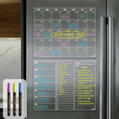 JJPRO Non-Magnetic Dry Erase Calendar - Monthly & Weekly Planning Board Bundle for All Surfaces