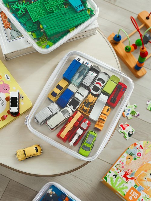 3PCS Zippered Hard Pouch Double, Diaper Bag Organizing Pouches, Waterproof Cosmetic Bag with Zipper,Kid's Toy Storage Organizer Bins,Hard Plastic Case,Clear Zipper Bags for Organizing,Pencil Case