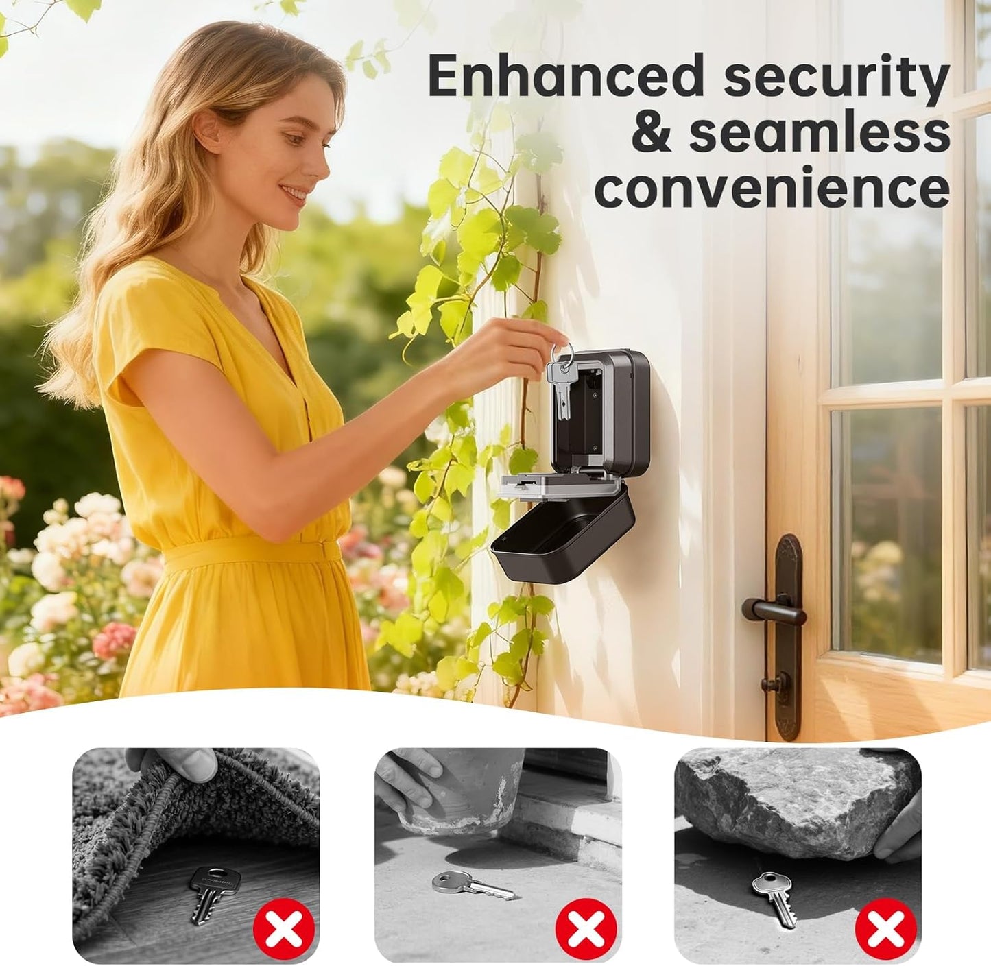 TOSICAM Key Lock Box - Waterproof 4-Digit Combination Safe for Outdoor & Home Use | Large Capacity