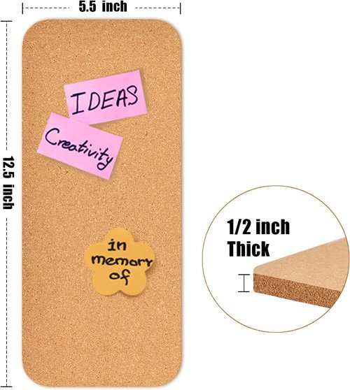 Cork Board | Skiennix Self-Adhesive 12.5"x5.5" Bulletin Board - 1/2" Thick for Home, Office, School
