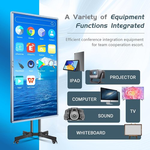 49" Interactive Smart Board for Classrooms, Labs & Churches – 1080P Touchscreen Whiteboard with Wireless Screen Mirroring, Multi-Device Sharing, Android 12 OS, FCC/CE/RoHS Certified (Board Only)