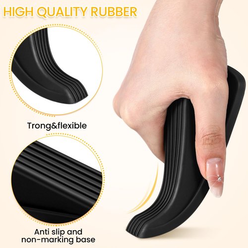 Frienda 72 Pcs Door Stoppers Bulk for Bottom of Door Rubber Door Wedge Stop Height up to 1.2 Inches Sturdy Door Stop Bulk for Heavy Duty Door Bottom Carpet Tile Concrete Wooden Floor (Black)