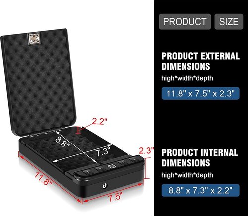 LANGGER V Gun Safe - Quick Access Handgun Lock Box for Home, Car & Travel | Secure Firearm Storage