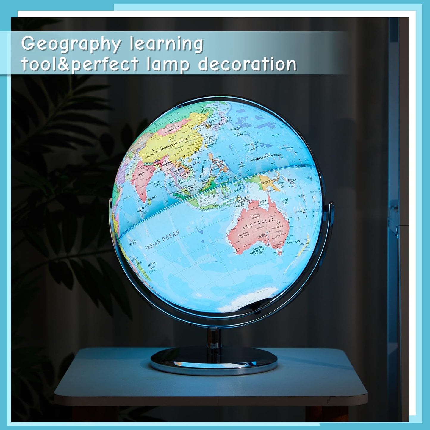 Amylove 13'' Illuminated World Globe for Adults 720°/360° Rotation Rewritable Kids Light-up Globe with Stand World Map for Interactive Learning Light with Base Lamp LED Decor(Metal,Practical)