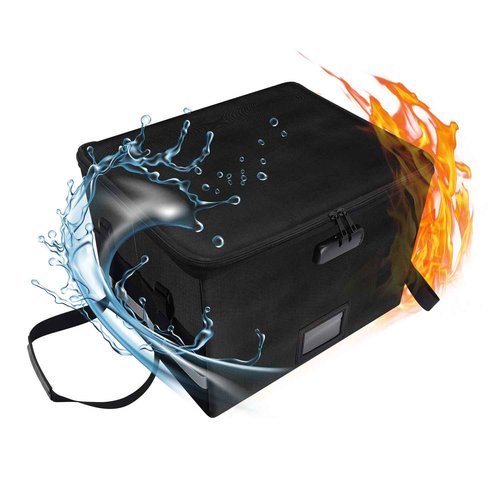 Upgraded 5200°F File Box with Lock, 6 Layers of Functional Materials of Fireproof Document File Organizer Box with Water-Resistant Zipper & Adjustable Handle