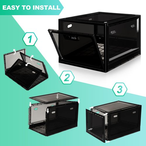 Medicine Lock Box with Code, 12.6L Large Lockable Storage Box for Medication, Snacks, Phone, and Electronics - BPA-Free, Clear Design with Charger Holes for Home, Office, Dorm, and Fridge