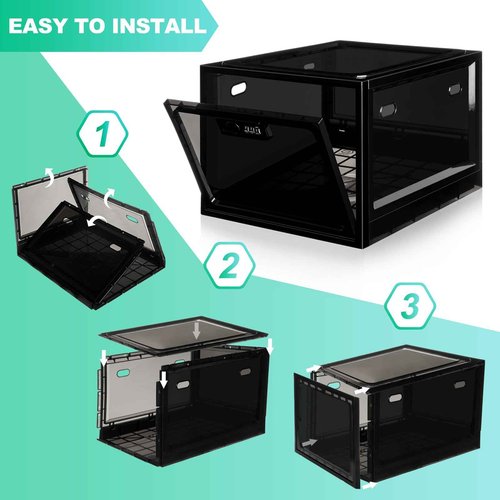 Medicine Lock Box with Code, 12.6L Large Lockable Storage Box for Medication, Snacks, Phone, and Electronics - BPA-Free, Clear Design with Charger Holes for Home, Office, Dorm, and Fridge