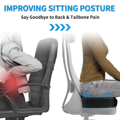Aulase Luxury Seat Cushion, 3 Inch Thick Memory Foam for Pressure Relief, Sciatica, Tailbone Pain & Back Pain Relief, Multi-Use for Bleachers, Car, Gaming, Office Chair