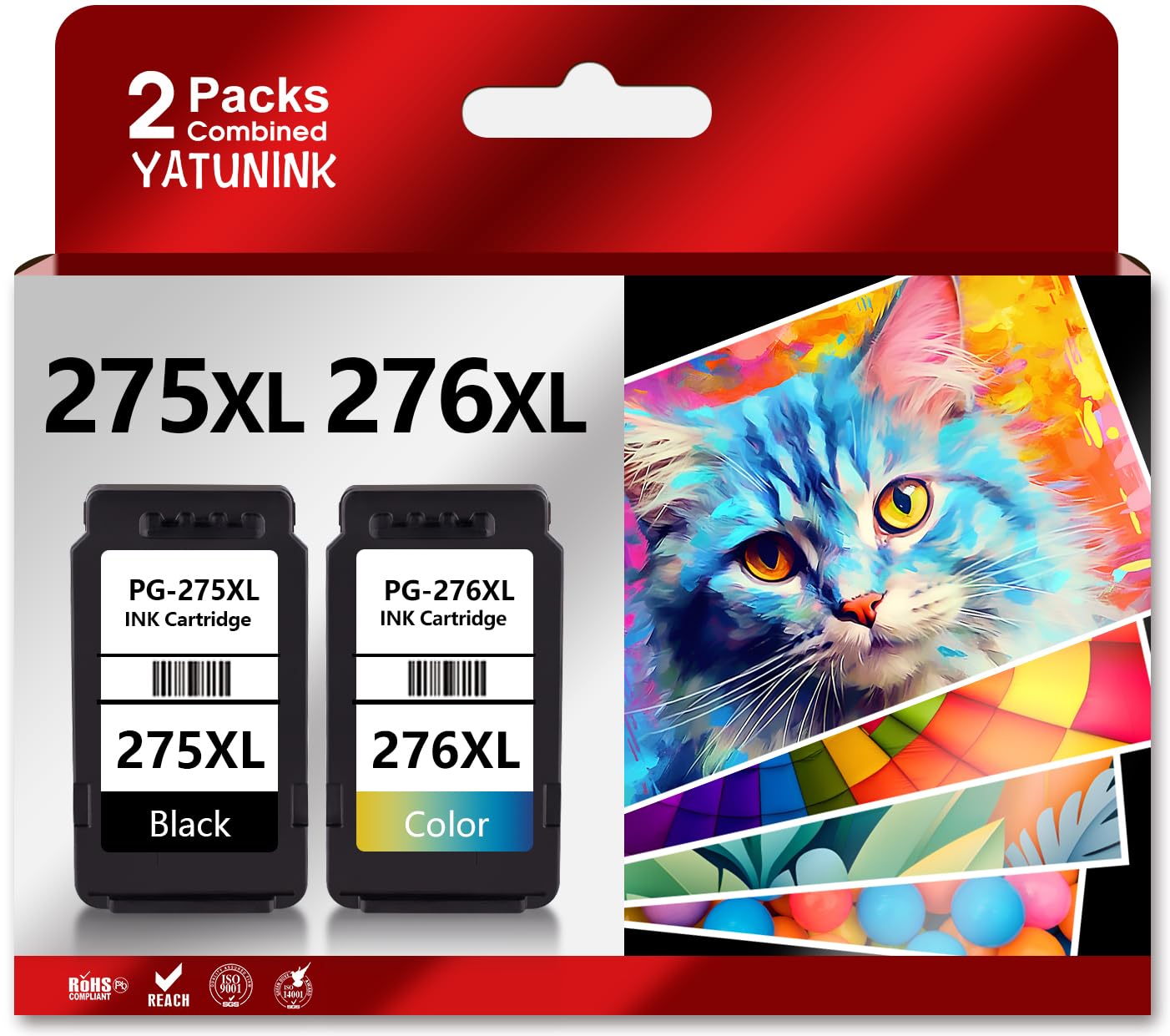 YATUNINK PG-275XL/CL-276XL Replacement for Canon Ink 275 276 XL Use with TS3500 TS3520 TS3522 TS3720 TR4700 TR4720 TR4722 Printer (Black and Tri-Color)