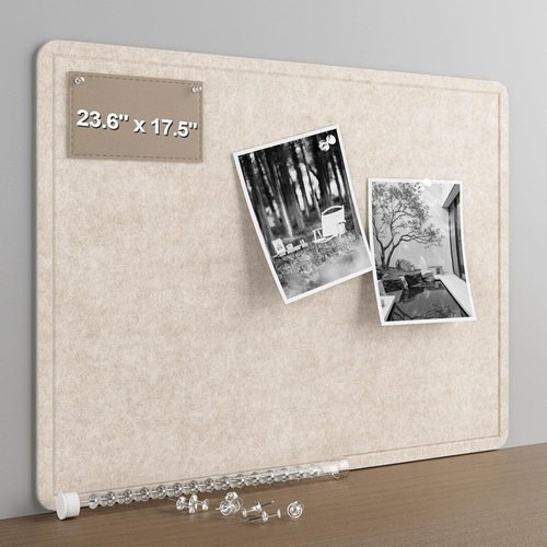 Large Felt Bulletin Board - 24"x18" Frameless Soft Cork Board for Home & Office Decor